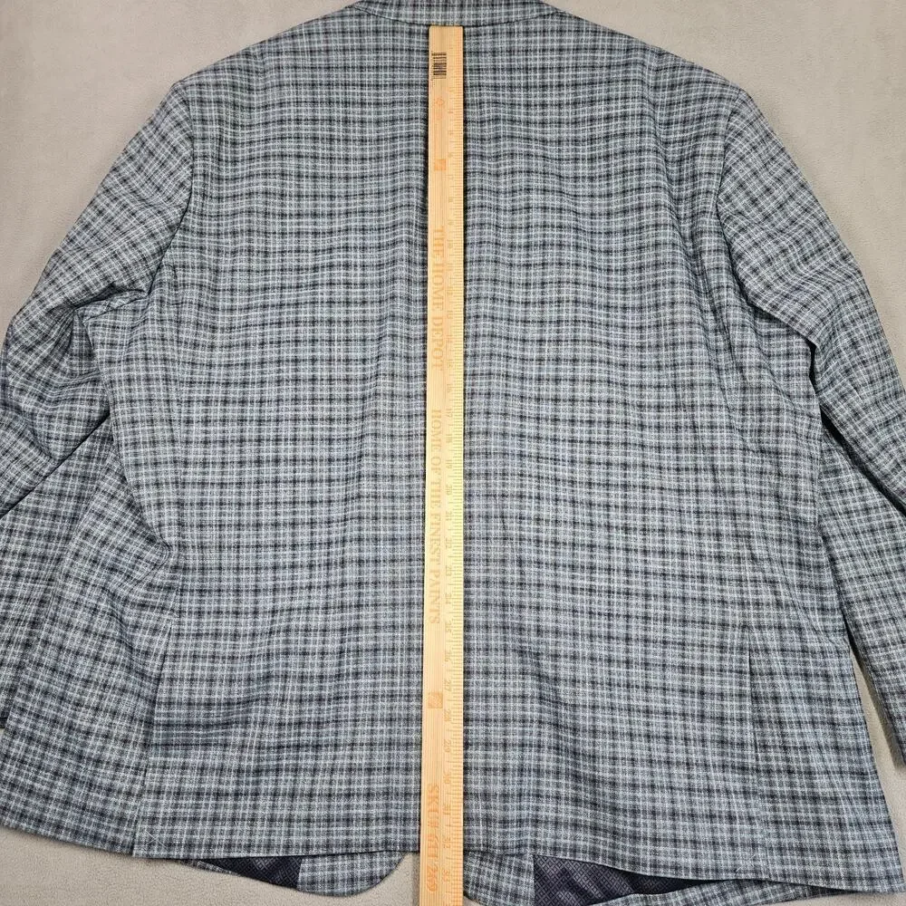 Oak Hill Blazer Mens 3XLT 54-56 Blue Plaid Sport Coat Big and Tall 2 Button Prep